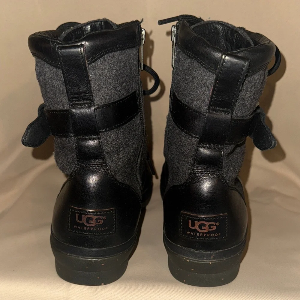 Women's UGG W Kesey Black & Grey Lace-Up Boots - Picture 3 of 10